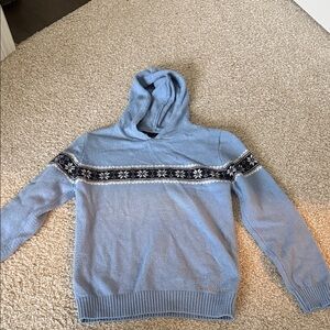 Women's Blue Hooded Sweater with Pattern